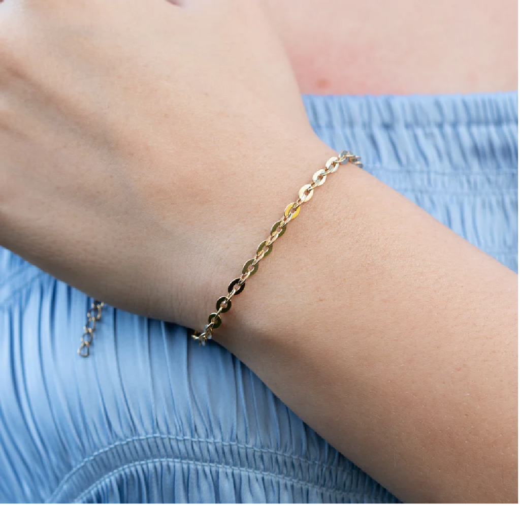 Pulsera Fina Aros para Mujer en Oro Laminado Italiano 18k