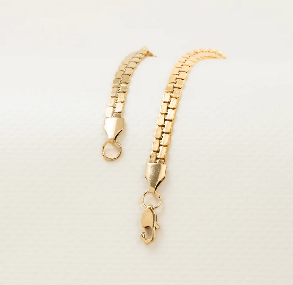Pulsera Tejido Bloques para Hombre en Oro Laminado Italiano 18k