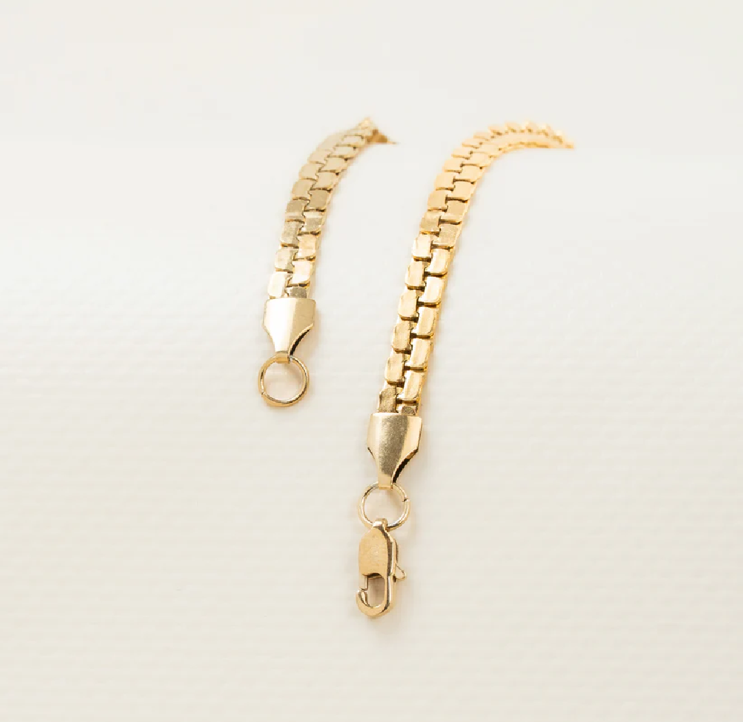 Pulsera Tejido Bloques para Hombre en Oro Laminado Italiano 18k