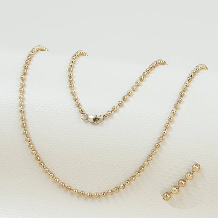 Cadena Tipo Militar para Hombre en Oro Laminado Italiano 18k (3mm-5mm/65cm)