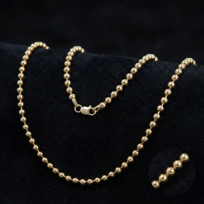 Cadena Tipo Militar para Hombre en Oro Laminado Italiano 18k (3mm-5mm/65cm)