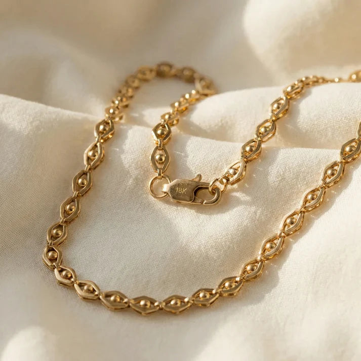 Cadena Tejido Ojo de Panther para Mujer en Oro Laminado Italiano 18k
