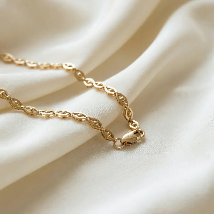 Cadena Tejido Ojo de Panther para Mujer en Oro Laminado Italiano 18k