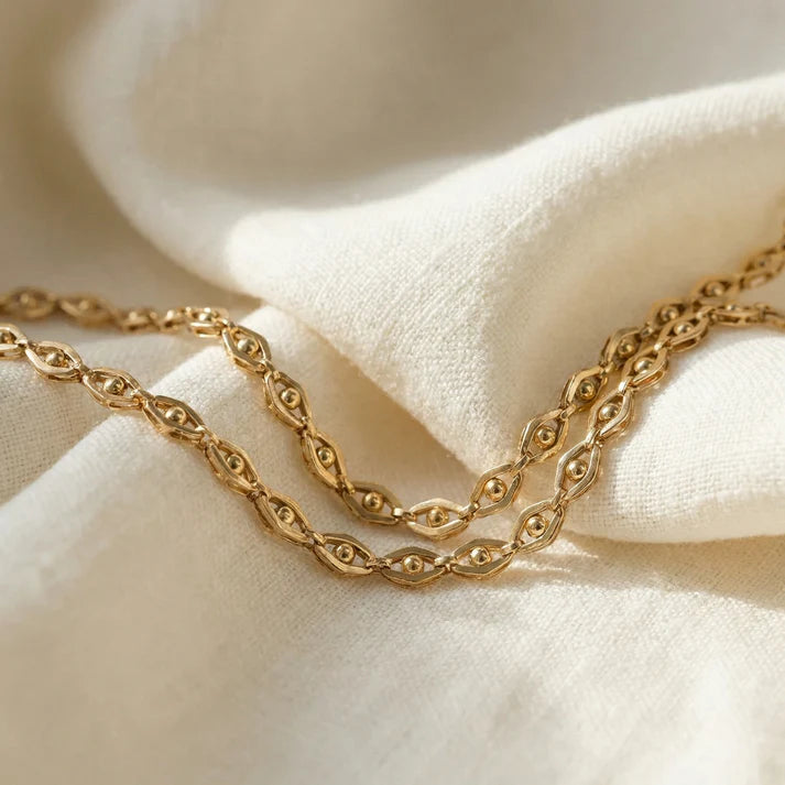 Cadena Tejido Ojo de Panther para Mujer en Oro Laminado Italiano 18k