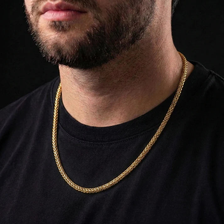 Cadena Tejido Roma para Hombre en Oro Laminado Italiano 18k