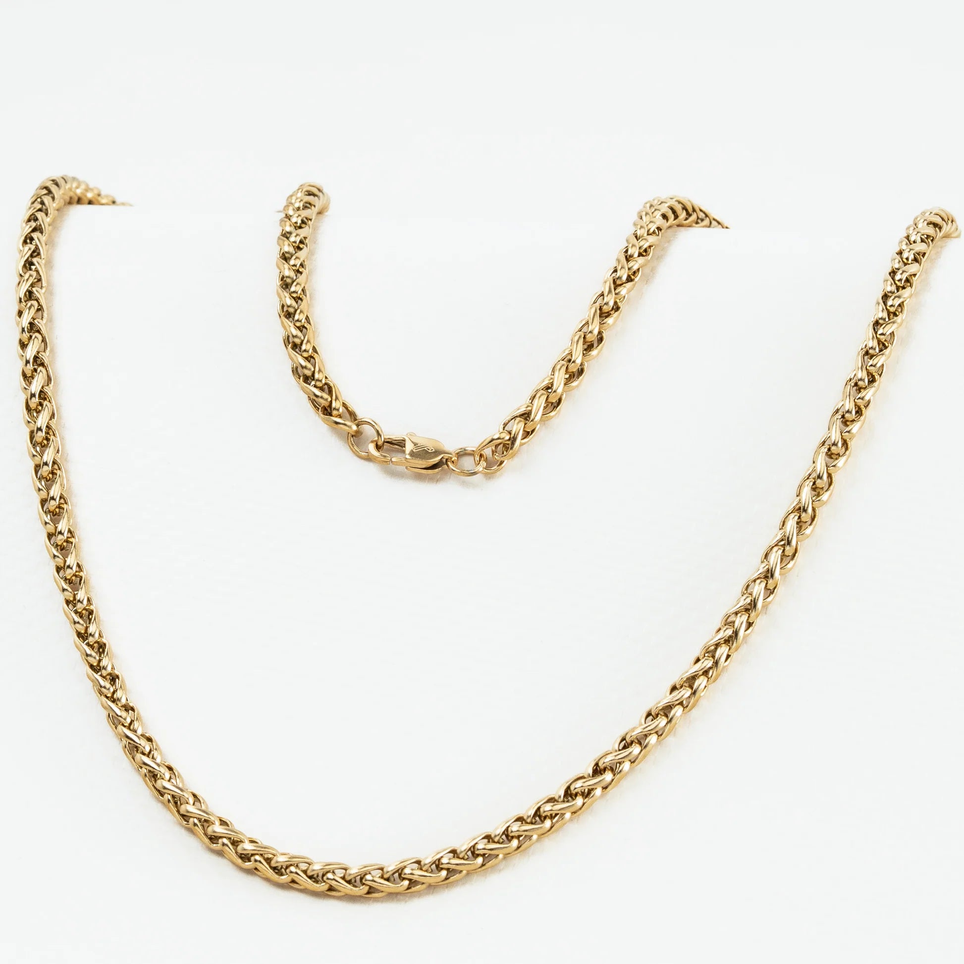Cadena Tejido Trigo para Hombre en Oro Laminado Italiano 18k (5mm/65cm)