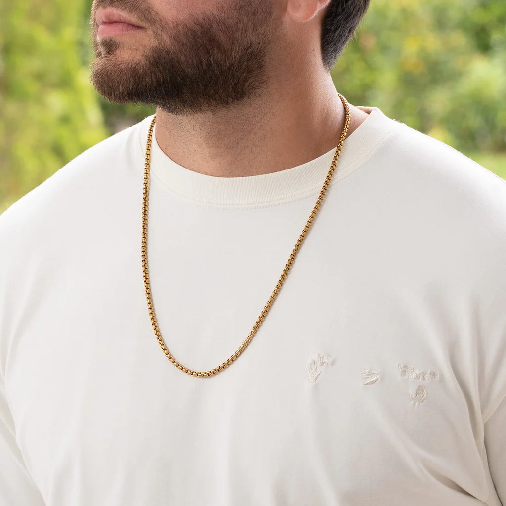 Cadena Veneciana para Hombre en Oro Laminado Italiano 18k (4mm y 6mm / 65cm)
