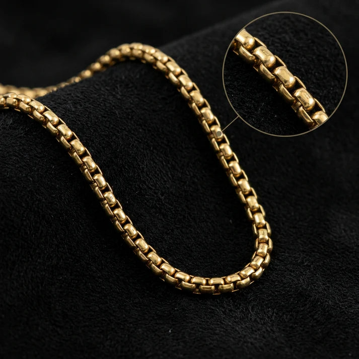 Cadena Veneciana para Hombre en Oro Laminado Italiano 18k (4mm y 6mm / 65cm)