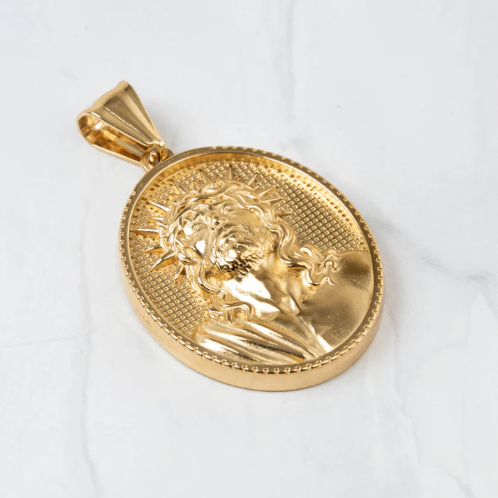 Dije Rostro Jesús Grabada Oro Laminado 18k