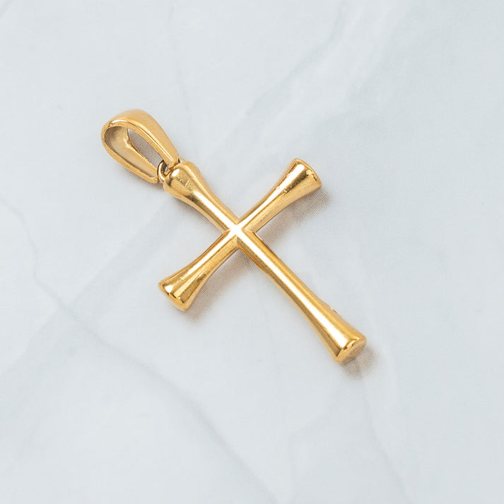 Dije Cruz Tubular Minimalista en Oro Laminado Italiano 18k