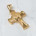 Dije Cruz con Rostro de Cristo en Relieve en Oro Laminado Italiano 18k